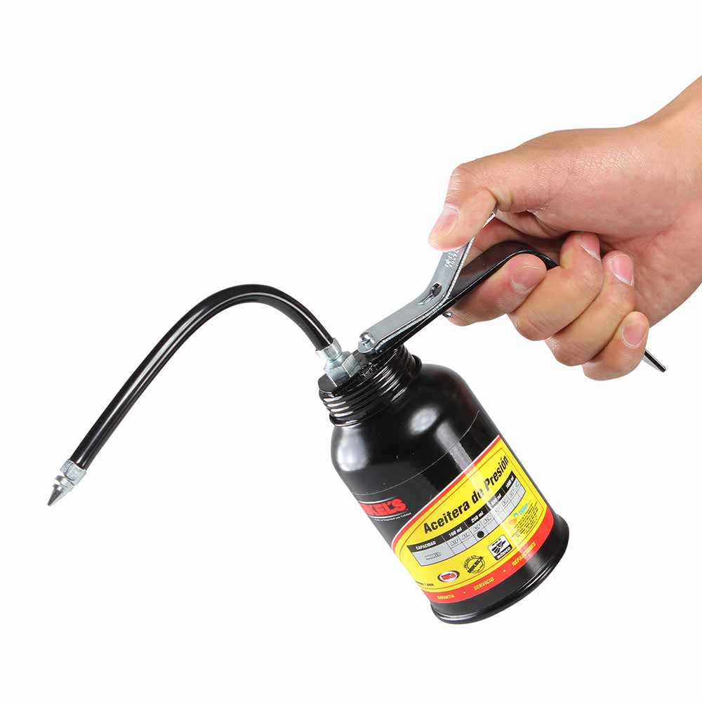 Aceitera de presión, bote de acero, tubo flexible (25 ml) - Imagen 4