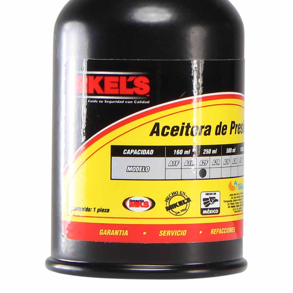 Aceitera de presión, bote de acero, tubo flexible (25 ml) - Imagen 5