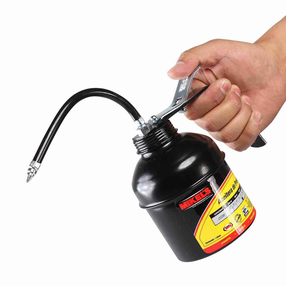 Aceitera de presión, bote de acero, tubo flexible (5 ml) - Imagen 4