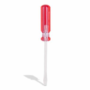 Desarmador plano 1/4" x 4", barra acero cromado, mango PVC