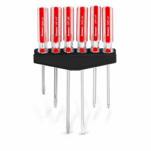 desarmadores, barra acero cromado, mango PVC (6 pzas)