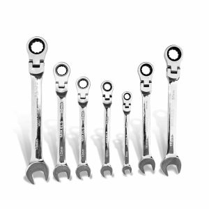 Set de Llaves combinadas con matraca cabeza flexible (7 pzas)